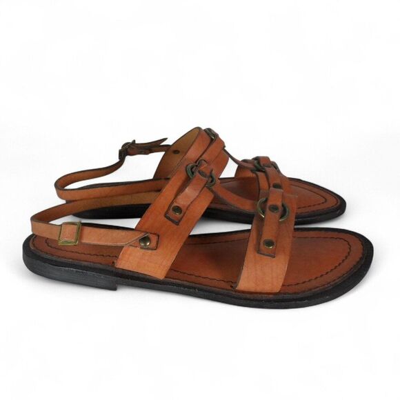 Vintage Made in Italy 1508 Leather Slingback Sandals Brown Women's 7M - Picture 5 of 11